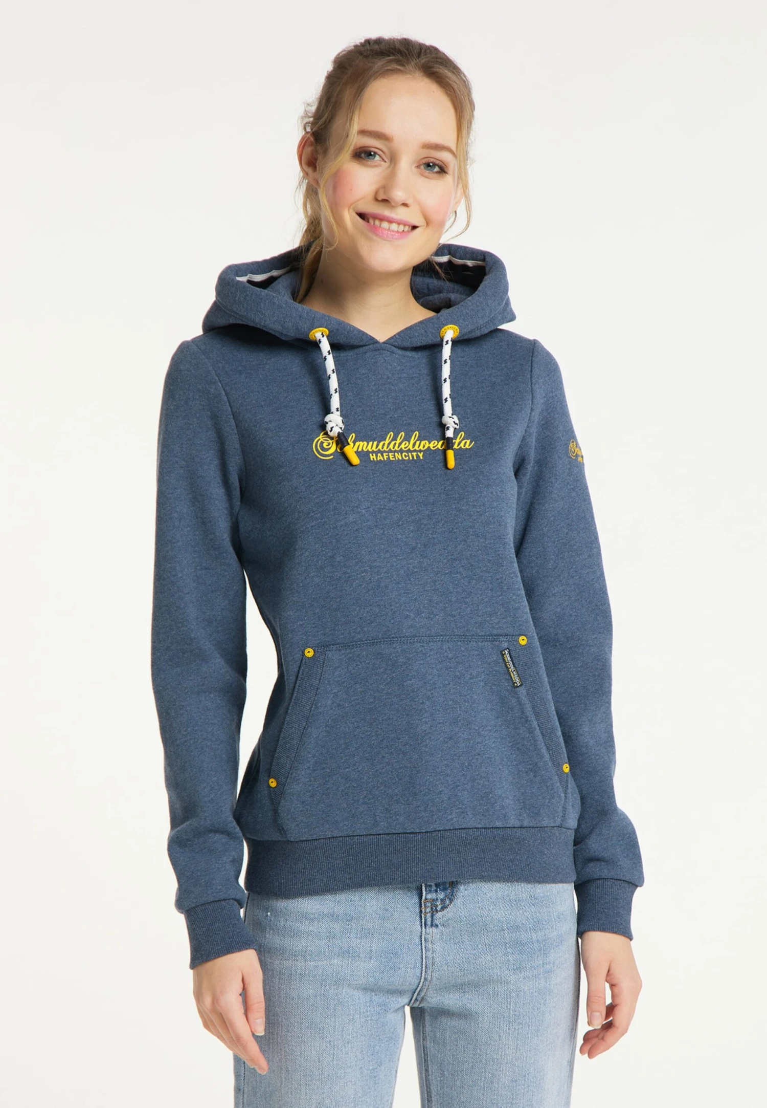 Schmuddelwedda Sweats à Capuche Sweat-shirt Hamburg Hafencity Femme Bleu Chiné 4 Schmuddelwedda Sweats à Capuche Sweat-shirt Hamburg Hafencity Femme Bleu Chiné – Image 2